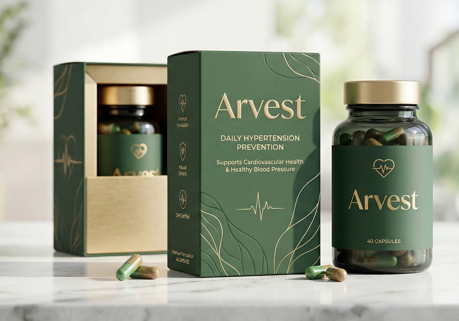 Arvest — prehransko dopolnilo s 40 kapsulami za vsakodnevno podporo srčno-žilnemu sistemu